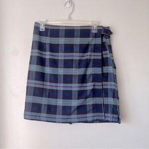 Vintage 90s Schoolbelle Blue Plaid Wrap Skort 10x / 30"